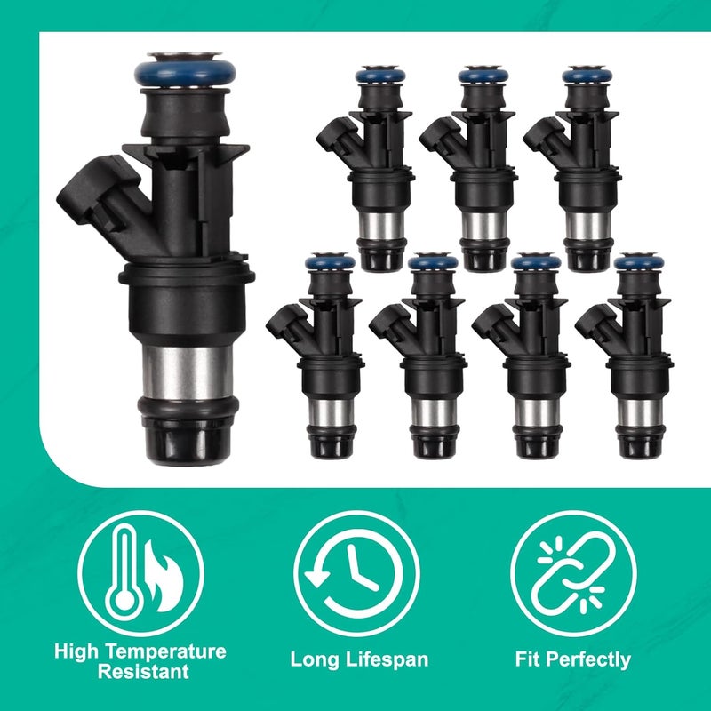 PYHAUTO Fuel Injector FJ315 Compatible with 2002-2005 Silverado 1500 2500 3500,2001-2003 Sierra 1500 2500 3500 4.8L 5.3L 6.0L,Replace 25317628, 17113698, 17113553, FJ10062 8pcs 2 Holes - Image 5